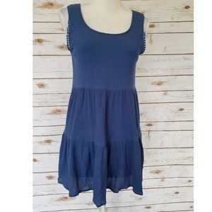 inTu Blue Tiered Boho Tunic Dress